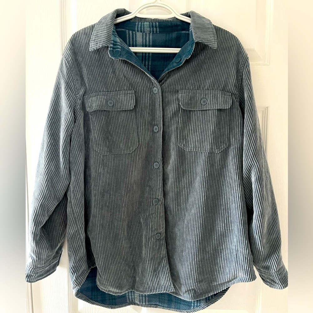 Reversible corduroy button down jacket